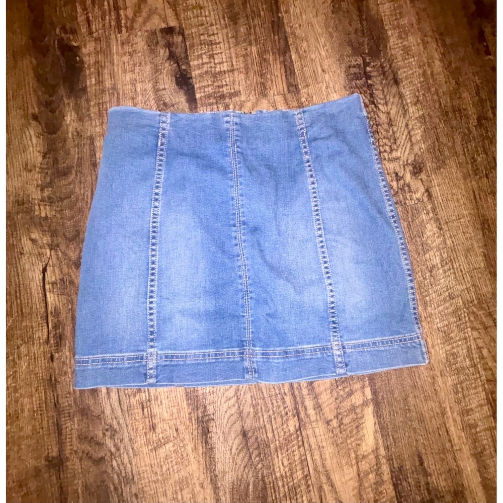 Jolt Denim Mini Skirt Medium Wash High Waisted Exposed Back Zipper Size 9 29w